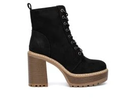 Women's Olivia Miller Evie Platform Heeled Lace Up Boots