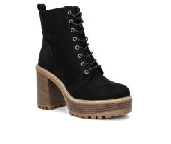 Women's Olivia Miller Evie Platform Heeled Lace Up Boots -Shoecarnival 2 80